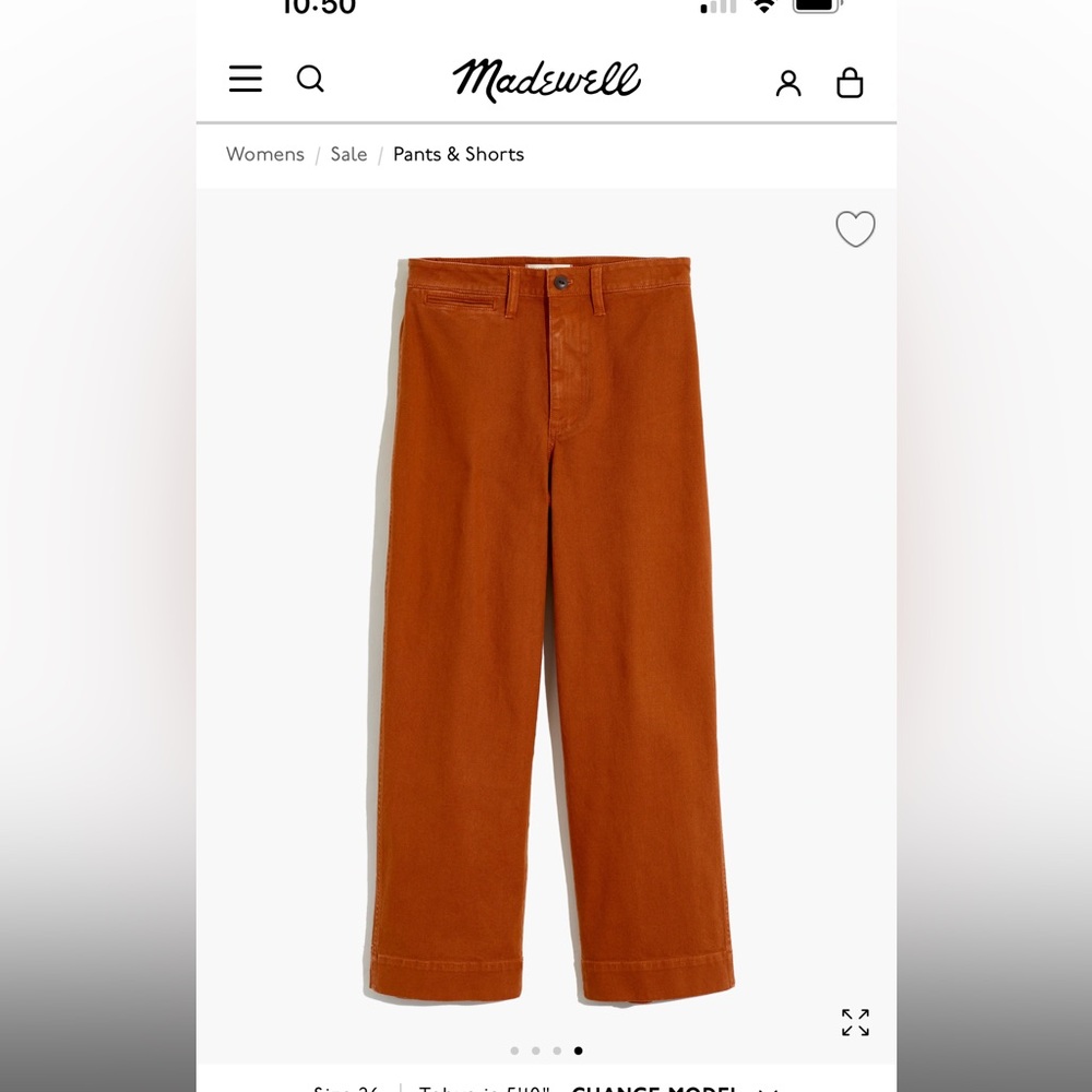 Madewell Wide-Leg Pants in Rust Orange